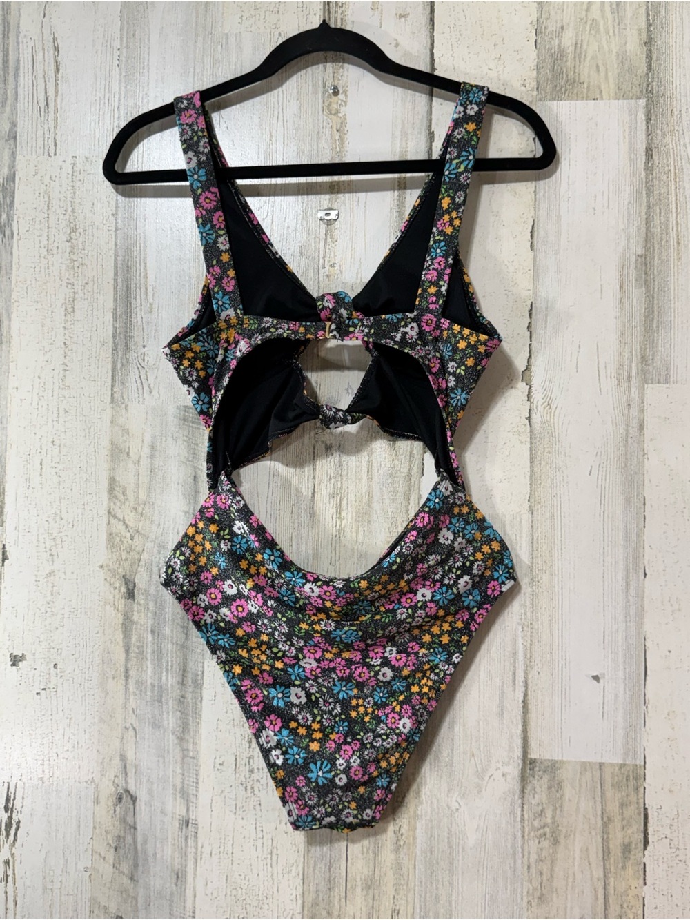 Celebrity Pink Glittering Floral Cutout One-Piece Swimsuit Bows - Picture 13 of 16